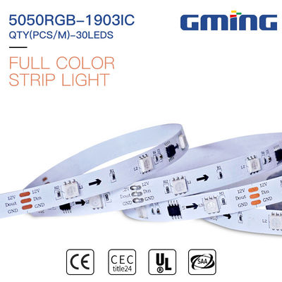 12V/24V 30les/M φως ucs1903-8 λουρίδων των οδηγήσεων 6W 5050RGB SMD