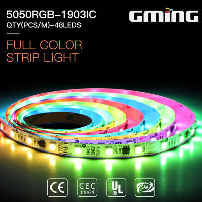Φως λουρίδων ucs1903-8 RGB SMD5050 οδηγήσεων 48leds/m 530nm 9.6W